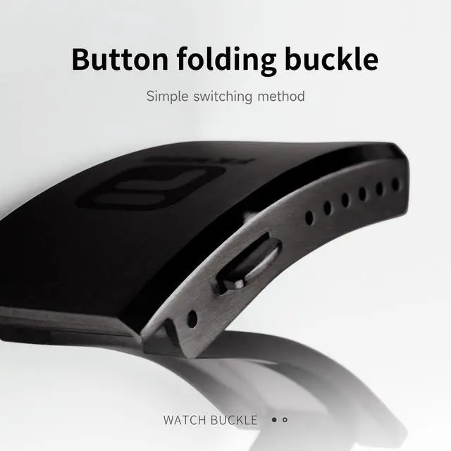 Alt view image 4 of 6 - Adjustable 316L Stainless Steel Fold Watch Buckle 18mm 20mm 22mm Double Lock Button For Rubber Stainless Wristband