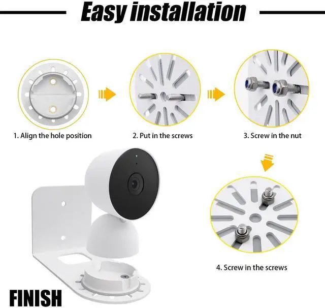 Main image of Large Metal Wall Mount Holder fits for Google Nest Indoor 2nd Generation Wired Cam and Ring Cam, Flexible Installation Camera Shelf for Better View Angle Mount on Wall Deck,2 Pack