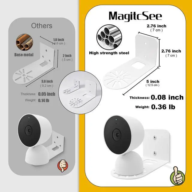 Alt view image 3 of 4 - Large Metal Wall Mount Holder fits for Google Nest Indoor 2nd Generation Wired Cam and Ring Cam, Flexible Installation Camera Shelf for Better View Angle Mount on Wall Deck,2 Pack