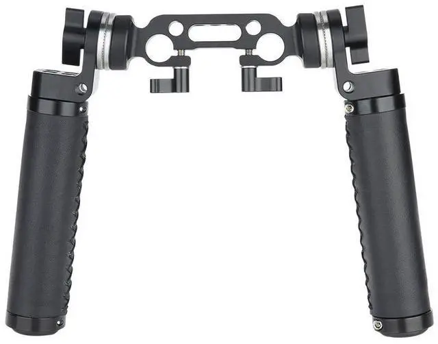 Main image of Rosette Leather Handles with 15mm Rod Clamp Connector for 15mm DSLR Camera Shoulder Rig Support System