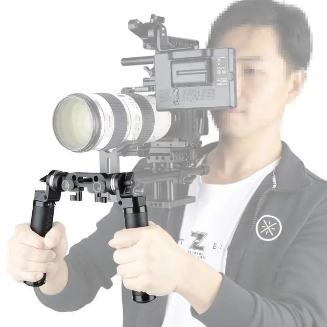 Alt view image 3 of 6 - Rosette Leather Handles with 15mm Rod Clamp Connector for 15mm DSLR Camera Shoulder Rig Support System