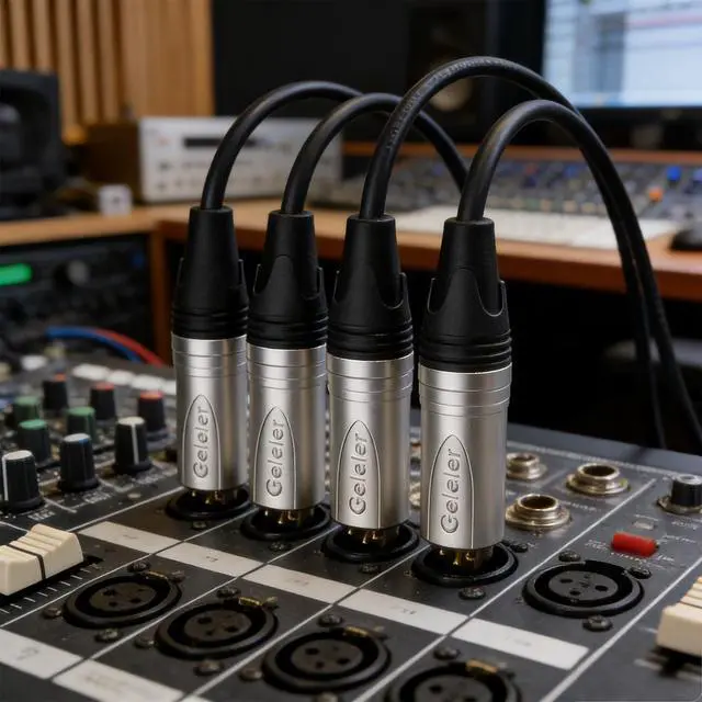 Alt view image 4 of 6 - Geisler XLR 3 Pin Male XLR 3 Pin Female Plug Gold-Plated Copper Contacts Fine Silver Nickel Metal Housing with Muficolored Rubber Ring (Silver-housing Black-Mark 5 Male & 5 Female) 10 Pack
