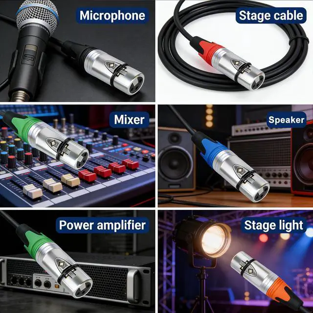 Alt view image 5 of 6 - Geisler XLR 3 Pin Male XLR 3 Pin Female Plug Gold-Plated Copper Contacts Fine Silver Nickel Metal Housing with Muficolored Rubber Ring (Silver-housing Black-Mark 5 Male & 5 Female) 10 Pack