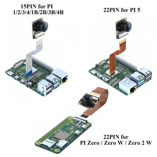 Alt view image 4 of 6 - 5MP OV5647 Sensor for Raspberry Pi Camera Module 1080P Video Webcam Ultra Wide Angle 160°FOV Adjustable Focus Compatible with Raspberry Pi 5 / 4B / 3B+ / 3B / Zero
