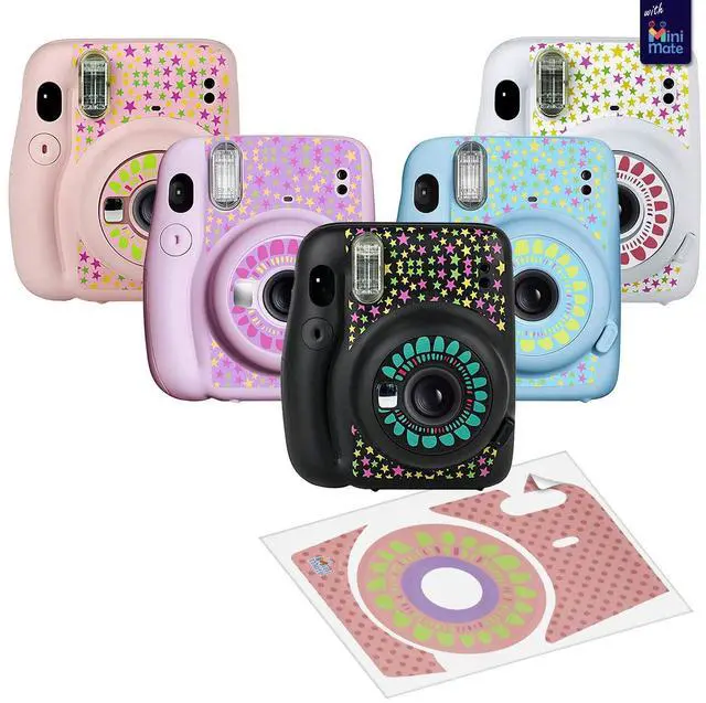 Alt view image 4 of 6 - Instax Mini 11 Instant Camera Sky Blue + MiniMate Accessories Bundle + Fuji Instax Film Value Pack (40 Sheets) Accessories Bundle, Color Filters, Album, Frames