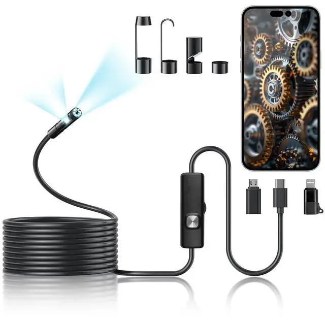 Main image of Dual-Lens Endoscope Camera with Light, 1080P HD Borescope with 8 LED Lights