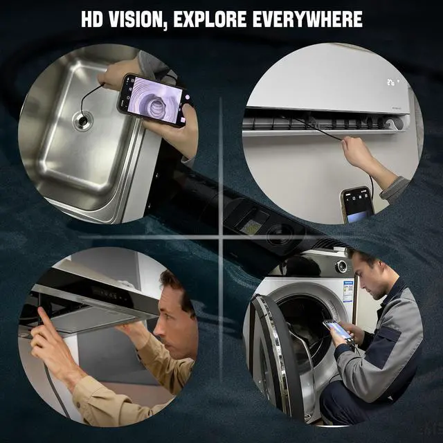 Alt view image 4 of 6 - Dual-Lens Endoscope Camera with Light, 1080P HD Borescope with 8 LED Lights