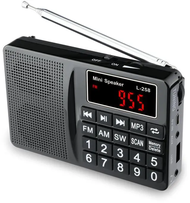 Main image of Portable AM FM SW Digital Pocket Radio & MP3 Music Player, Rechargeable Battery Powered Speaker with Keypad Tuning, Support USB Drive/TF Card, Earphone Jack, Great Reception for Seniors, Walking