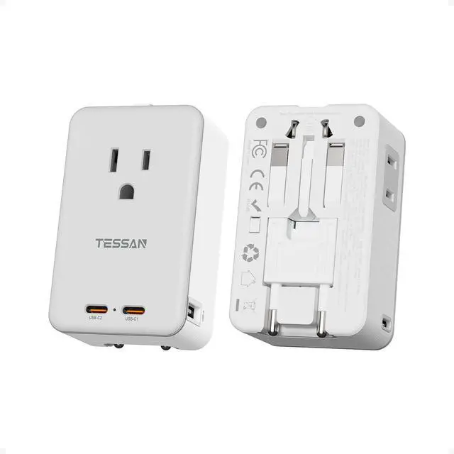 Main image of Travel Adapter PD 20W, Universal Power Adapter with 3 USB C 1 USB A | Ultra Thin International Plug Adaptor, Worldwide Outlet for US to European UK Italy Spain Australia, Type C G A I, 1 Pack