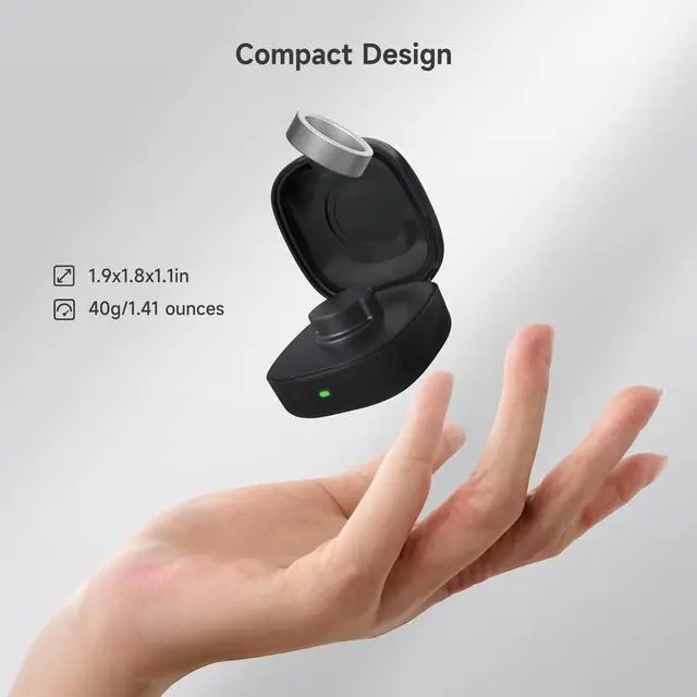 Alt view image 3 of 6 - Wireless Charger Case Compatible with Oura Ring Gen3 Heritage/Horizon Small Portable Travel Charging Box for Smart Ring, Size 12