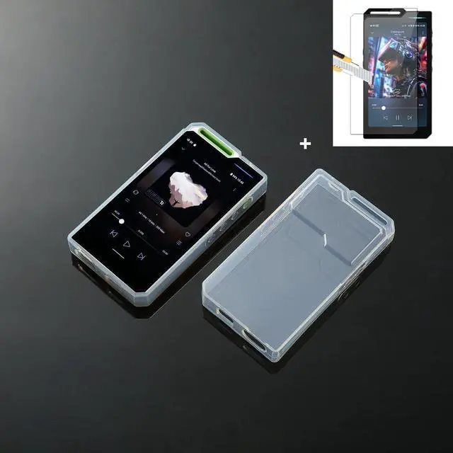 Alt view image 2 of 6 - Soft Clear TPU Protective Shell Skin Case Cover and Front Screen Protector Tempered Glass for Hiby R4 (Clear case and Glass)