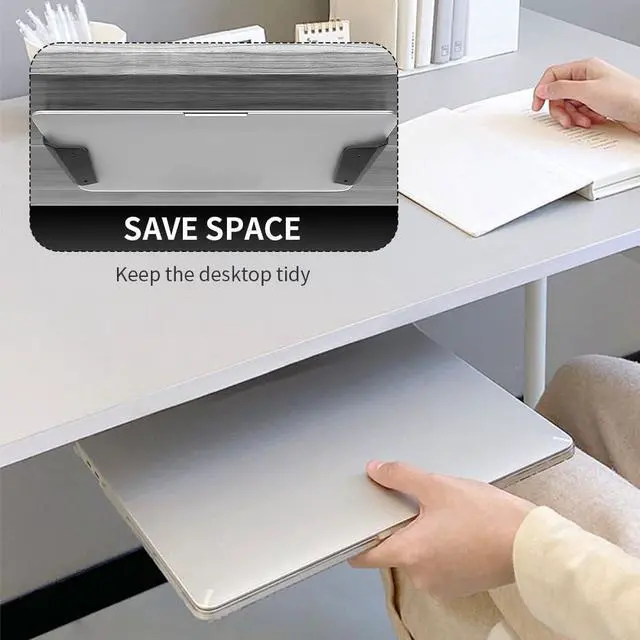 Alt view image 5 of 6 - Wall & Under Desk Laptop Mount Holder with Adhesive Screws,1.02"/ 26 mm Thick, Universal for Laptop, Mac mini, MacBook, Keyboard with Anti-Scratch Pads