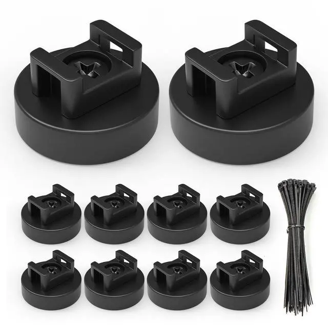 Main image of 10Pcs Cable Ties Magnetic, Multipurpose Magnetic Wire Clip, Cable Wire Base with 60Pcs Releasable Cable Ties (22 x 16mm)