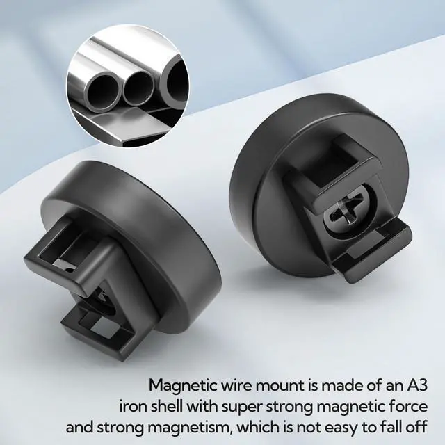 Alt view image 2 of 6 - 10Pcs Cable Ties Magnetic, Multipurpose Magnetic Wire Clip, Cable Wire Base with 60Pcs Releasable Cable Ties (22 x 16mm)