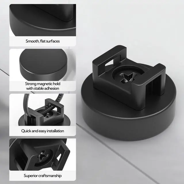 Alt view image 3 of 6 - 10Pcs Cable Ties Magnetic, Multipurpose Magnetic Wire Clip, Cable Wire Base with 60Pcs Releasable Cable Ties (22 x 16mm)