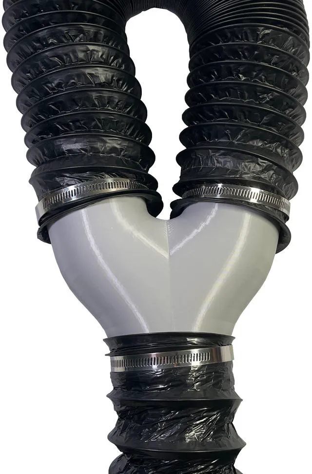 Alt view image 2 of 3 - 4 Inch Air Duct Y Splitter (Grey)