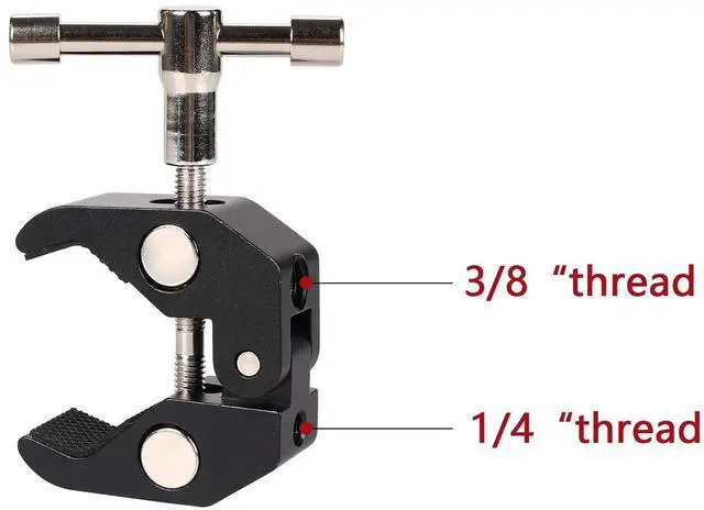 Alt view image 3 of 6 - 4Pack Super Clamp with 1/4 and 3/8 Thread for Photography,Camera Monitor, Plate Glass,LED Light, Umbrellas,Hooks, Shelves, Cross Bars,Photo Accessories