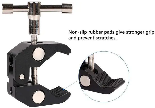 Alt view image 5 of 6 - 4Pack Super Clamp with 1/4 and 3/8 Thread for Photography,Camera Monitor, Plate Glass,LED Light, Umbrellas,Hooks, Shelves, Cross Bars,Photo Accessories