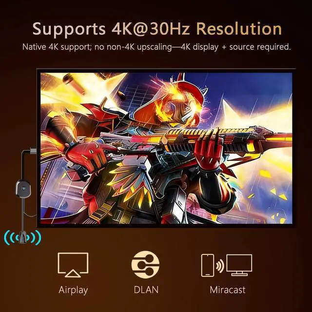 Alt view image 2 of 6 - Wireless Display Adapter, Screen Mirroring for iOS Android Laptop | Mirror content from iOS, Android and laptops to TV,Projector or Display. No app required for setup