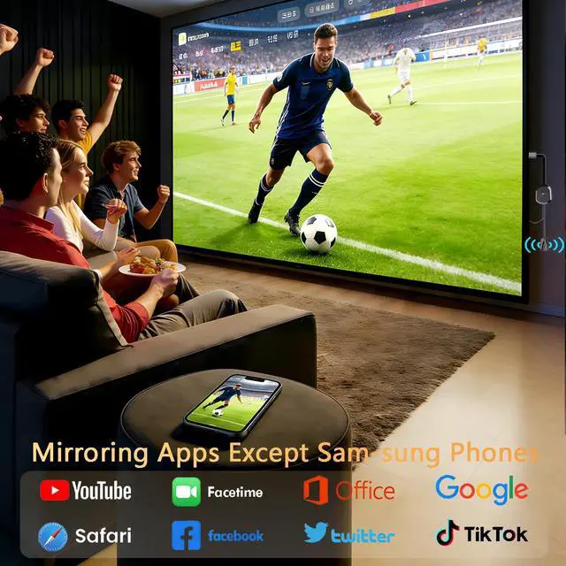 Alt view image 4 of 6 - Wireless Display Adapter, Screen Mirroring for iOS Android Laptop | Mirror content from iOS, Android and laptops to TV,Projector or Display. No app required for setup