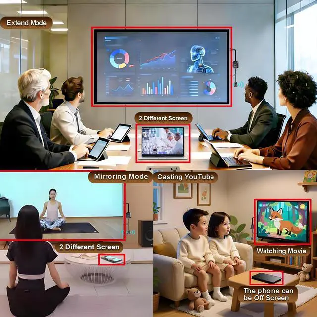 Alt view image 6 of 6 - Wireless Display Adapter, Screen Mirroring for iOS Android Laptop | Mirror content from iOS, Android and laptops to TV,Projector or Display. No app required for setup