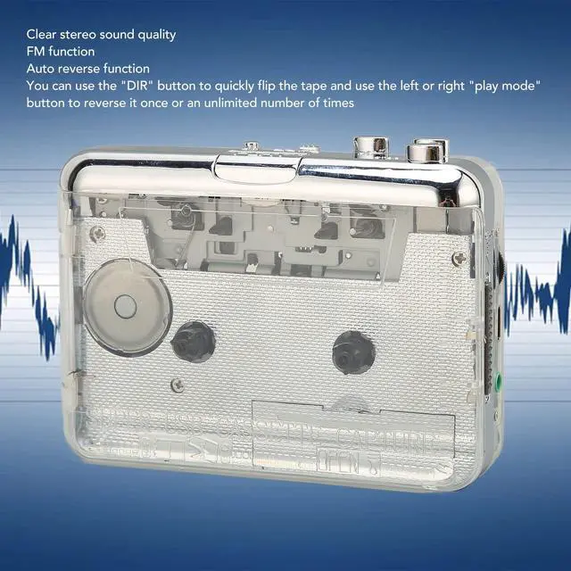 Alt view image 2 of 6 - Vintage Portable Cassette Player with Clear Stereo Sound, FM Radio, Auto Reverse Function, 3.5mm Headphone Jack for Magnetic Tape Playback, Compatible with Headphones
