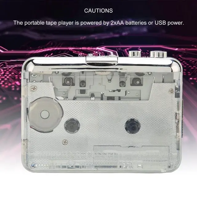 Alt view image 3 of 6 - Vintage Portable Cassette Player with Clear Stereo Sound, FM Radio, Auto Reverse Function, 3.5mm Headphone Jack for Magnetic Tape Playback, Compatible with Headphones