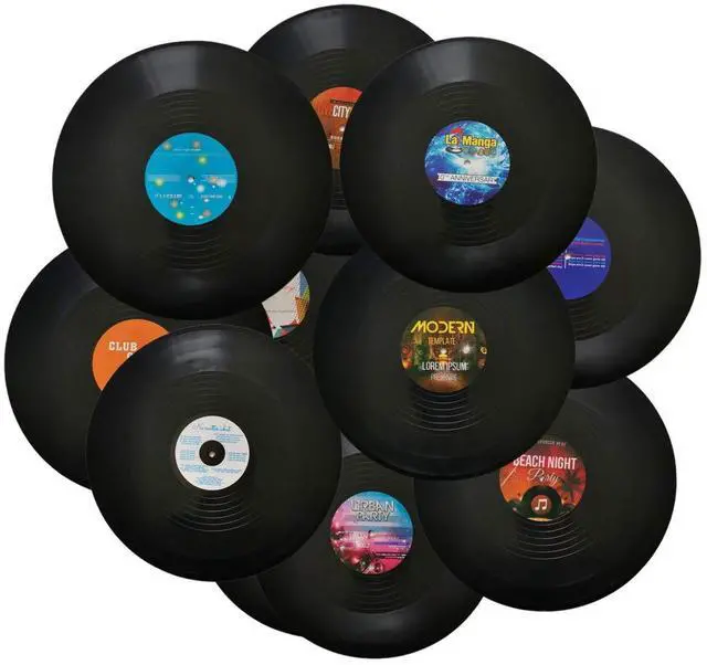 Main image of 12 inch Fake Vinyl Records Fake 10 Pieces in 1 Pack Decorative | Indie Aesthetic Room Decor or Home Decor on Wall for Bedroom or Living Room Discos Music Studio Hip Hop Decorative Purpose