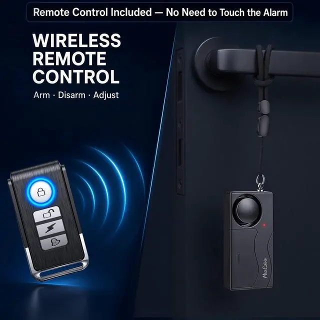 Alt view image 2 of 6 - 113dB Door Handle Alarm, with Remote Control | 200ft Remote Control, Easy Installation No Drilling, Security Alarm for Home, Apartment, Renters, Kids & Elderly Safety