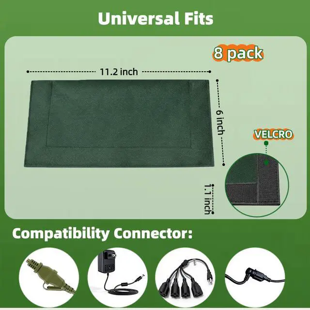 Alt view image 2 of 6 - 8-Pack Outdoor Extension Cord Safety Cover, 11.2 x 6 Inch, 600D Oxford Cloth Waterproof Weatherproof Plug Connector Protector with Velcro Closure, Non-Plastic Outlet Cover for Garden, Patio, Yard