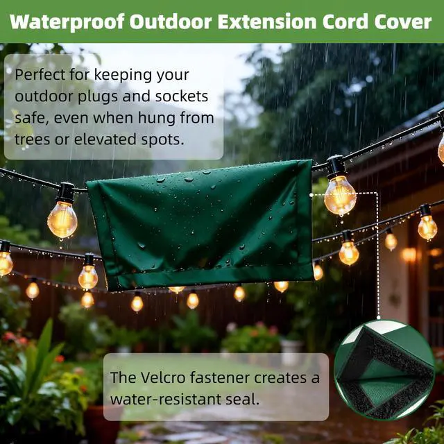 Alt view image 4 of 6 - 8-Pack Outdoor Extension Cord Safety Cover, 11.2 x 6 Inch, 600D Oxford Cloth Waterproof Weatherproof Plug Connector Protector with Velcro Closure, Non-Plastic Outlet Cover for Garden, Patio, Yard