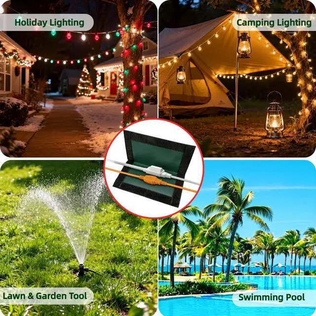 Alt view image 6 of 6 - 8-Pack Outdoor Extension Cord Safety Cover, 11.2 x 6 Inch, 600D Oxford Cloth Waterproof Weatherproof Plug Connector Protector with Velcro Closure, Non-Plastic Outlet Cover for Garden, Patio, Yard