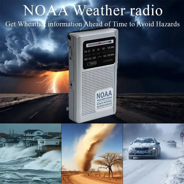 Alt view image 2 of 6 - NOAA Weather Radio Portable Radio, Best Reception, AM FM Transistor Radio for Mowing, Jogging, Cycling, Gardening, Powered by 2 AA Battery