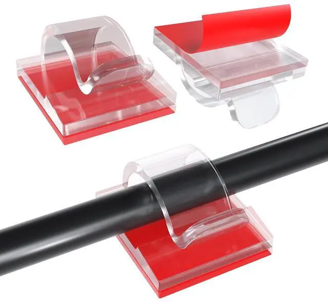 Main image of 240pcs Self Adhesive Cable Clips Wire Holder Clear Hooks Cord Organizer Cable Management for Under Desk, Wall, Car, Office, Electrical Wires etc. Wire Organizers Diameter 0.26 inch