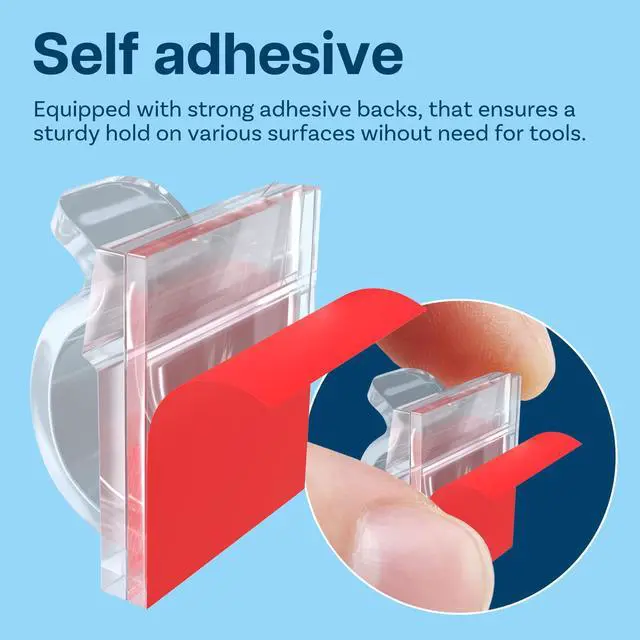 Alt view image 3 of 6 - 240pcs Self Adhesive Cable Clips Wire Holder Clear Hooks Cord Organizer Cable Management for Under Desk, Wall, Car, Office, Electrical Wires etc. Wire Organizers Diameter 0.26 inch