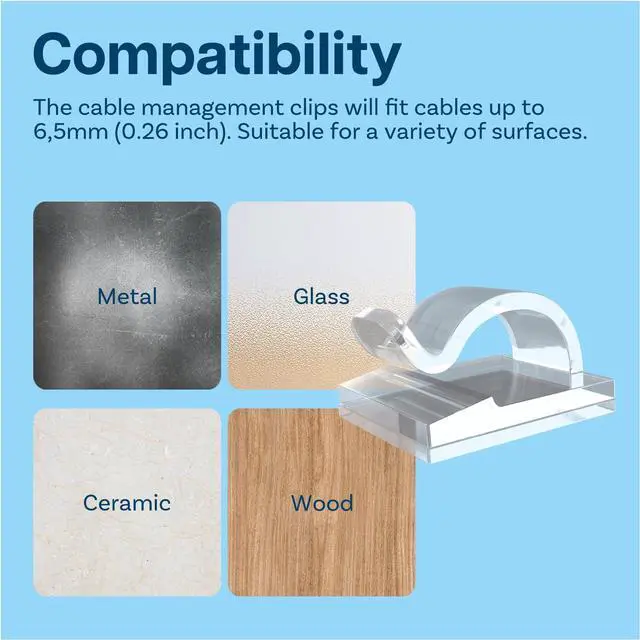 Alt view image 4 of 6 - 240pcs Self Adhesive Cable Clips Wire Holder Clear Hooks Cord Organizer Cable Management for Under Desk, Wall, Car, Office, Electrical Wires etc. Wire Organizers Diameter 0.26 inch