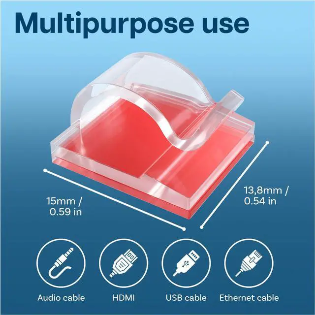 Alt view image 5 of 6 - 240pcs Self Adhesive Cable Clips Wire Holder Clear Hooks Cord Organizer Cable Management for Under Desk, Wall, Car, Office, Electrical Wires etc. Wire Organizers Diameter 0.26 inch