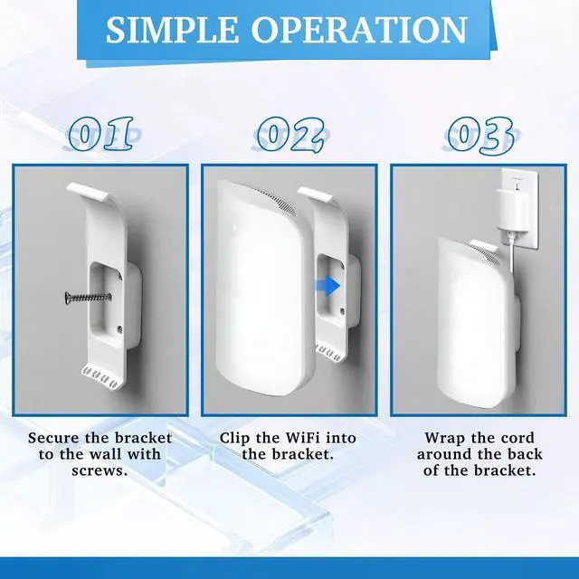 Alt view image 5 of 6 - 3 Pack Wall Mount Holder Compatible with Eero Max 7, Wall Stand Router Bracket Holder Only Compatible with Eero Max 7 Tri-Band Mesh Wi-Fi System Extender, No Messy Wires Space Saving