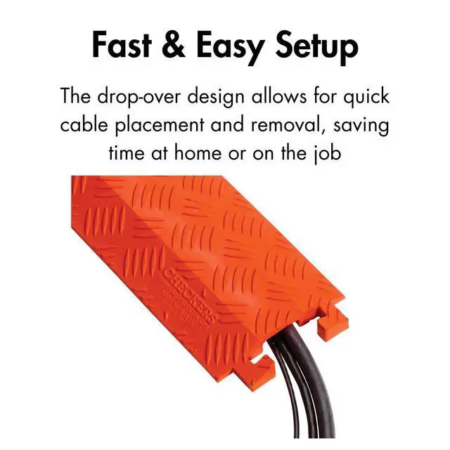 Alt view image 5 of 6 - 1 Channel 3' Long Light Duty Drive Over Cable Protector for Multiple 0.5" Lines - Floor Cable Cover for Walkways and Driveways - Made in The USA from Durable Polyurethane - Black - FL1X1.5-B