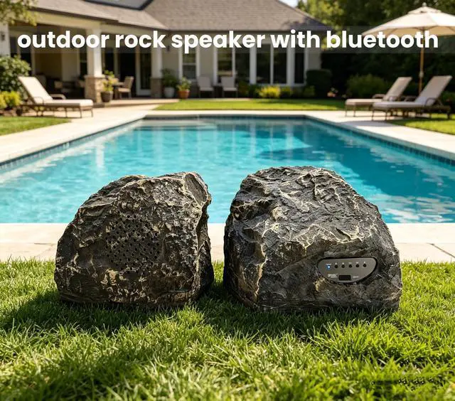 Alt view image 5 of 6 - Rock Speaker with Bluetooth,Outdoor Bluetooth Speakers, Outdoor Speaker Waterproof Rechargeable, Wireless Stereo Pair, USB Charging, All-Weather Garden Patio Speakers BBQ Deck Raw Stone K055shape