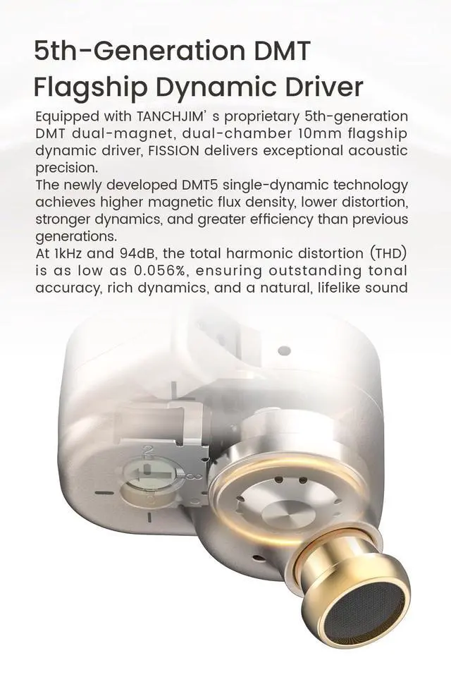 Alt view image 2 of 6 - Fission in Ear HiFi Earphones 1DD IEM, 4-Level Adjustable Filter | Audiophile In-Ear Monitors with 3 Tuning Nozzles, 12 Customizable Sounds, CNC Alloy Shell, Custom Tuning via App, 2 pin
