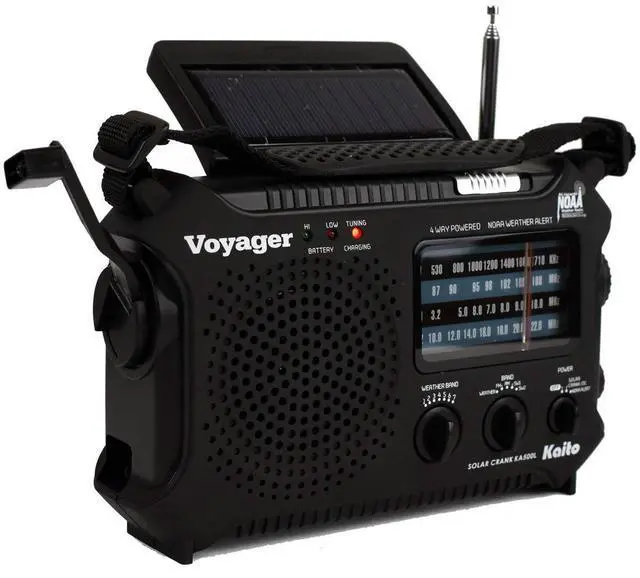 Alt view image 2 of 6 - KA500L 4-Way Powered Emergency AM/FM/SW NOAA Weather Alert Radio with Solar, Dynamo Crank, Flashlight and Reading Lamp, Black