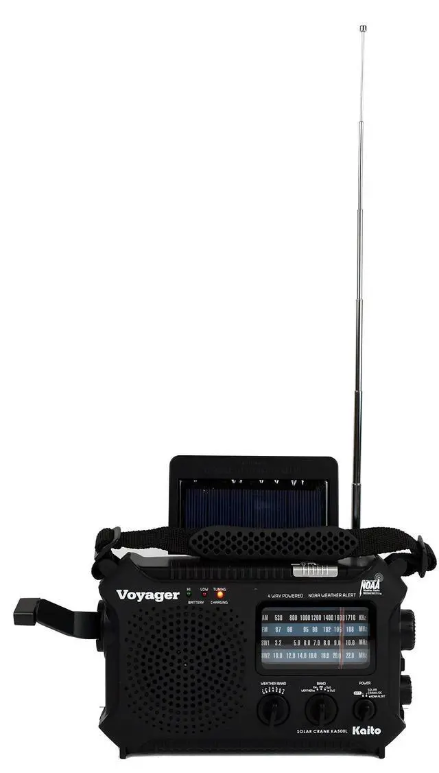 Alt view image 5 of 6 - KA500L 4-Way Powered Emergency AM/FM/SW NOAA Weather Alert Radio with Solar, Dynamo Crank, Flashlight and Reading Lamp, Black