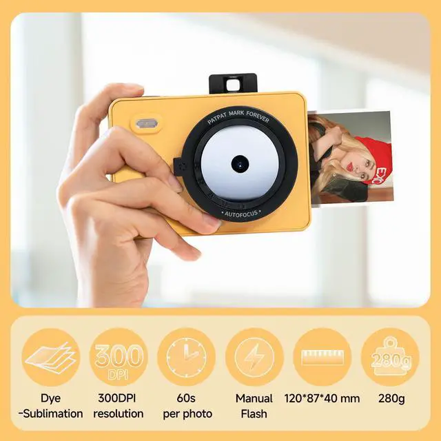 Alt view image 2 of 6 - Z5 Instant Camera & Photo Printer 2-in-1, Portable Printer | Camera &Printer for Kids Adults, 3 Pass, 2.1x3.4 Print (Yellow),Includes 10 Sheets of Initial Photo Paper