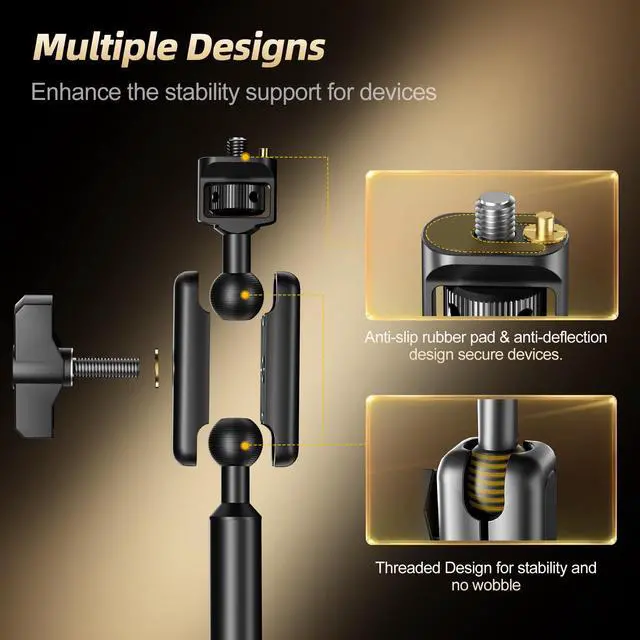 Alt view image 5 of 6 - 21" Magic Arm Clamp Kit,Overhead Camera Mount with C Clamp 1/4" Screw | Articulating Desktop Boom Arm with 1/4"&3/8" Screws, Articulating Boom Arm for Webcam Monitors Mics Streaming Recording Video