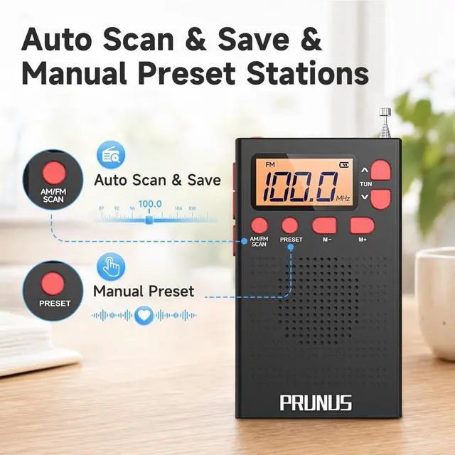 Alt view image 3 of 6 - J-125 Pocket AM FM Radio Portable Mini Radio with Stereo Earphone | Battery Operated Radio by 2 AAA, Manual Preset, Lock Key, Walk man Radios Digital Radio for Hiking, Travel