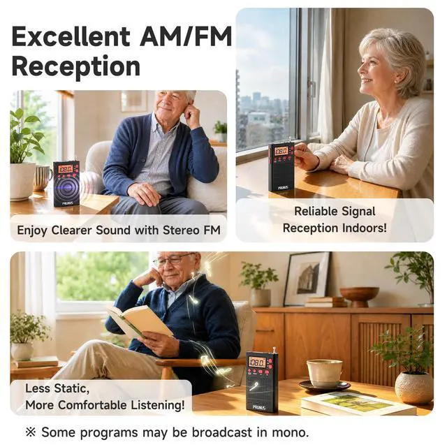 Alt view image 5 of 6 - J-125 Pocket AM FM Radio Portable Mini Radio with Stereo Earphone | Battery Operated Radio by 2 AAA, Manual Preset, Lock Key, Walk man Radios Digital Radio for Hiking, Travel