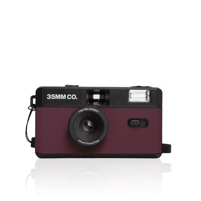 Alt view image 4 of 6 - 35mm Reusable Film Camera with Flash, Compatible with All 35mm Film, Analog Point & Shoot with Manual Advance & Rewind, Perfect for Travel, Beginners & Everyday Nostalgia - Plum Glaze