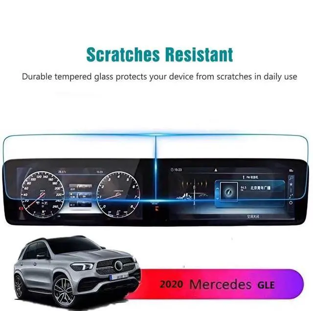 Alt view image 2 of 6 - Tempered Glass Screen Protector for Mercedes-Benz GLE | For 2019-2025 GLE V167 12.3" touchscreen. Anti-glare, scratch & shock-resistant HD clear tempered glass accessory