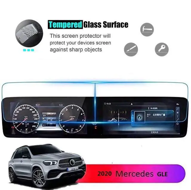 Alt view image 3 of 6 - Tempered Glass Screen Protector for Mercedes-Benz GLE | For 2019-2025 GLE V167 12.3" touchscreen. Anti-glare, scratch & shock-resistant HD clear tempered glass accessory
